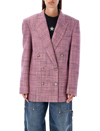Stella Mccartney + Net Sustain Double-breasted Wool-tweed Blazer In Pink