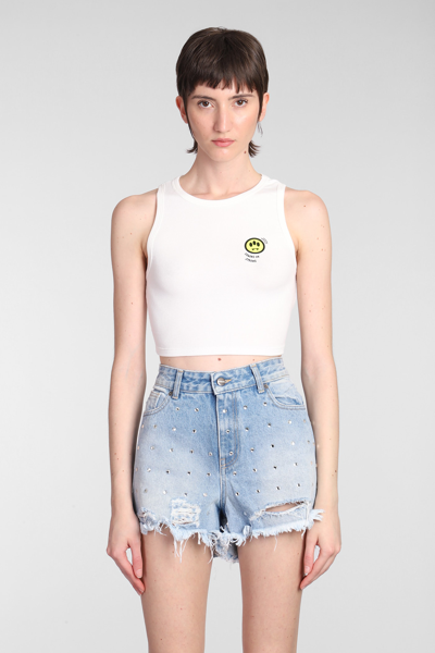 Barrow White Crop Top With Logo In Pink