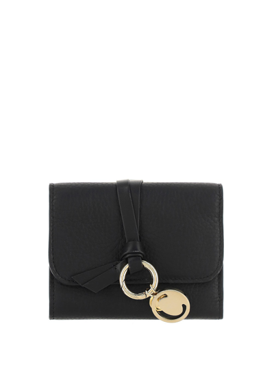 Chloé Alphabet Leather Wallet In Black