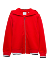 Burberry Sweatshirt With Hood And Zip Closure In Cotton Jersey With University Logo Lettering Prints On The B In Red