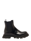 ALEXANDER MCQUEEN BLACK CHELSEA BOOTS WITH ELASTIC INSERTS IN SMOOTH LEATHER WOMAN