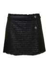 Versace Black Wool Blend Miniskirt In Black