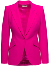 Alexander Mcqueen Peak Shoulder Leaf Crepe Jacket In Orchid Pink