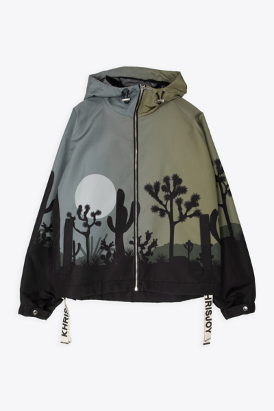 Khrisjoy Graphic-print Hooded Jacket In Green