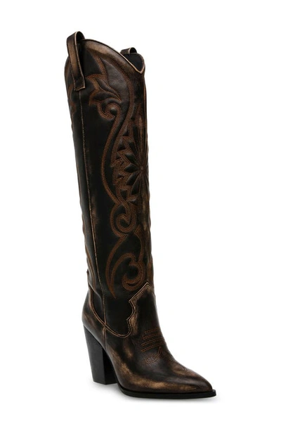 Steve Madden Lashes Western Boot In Brown Distressed