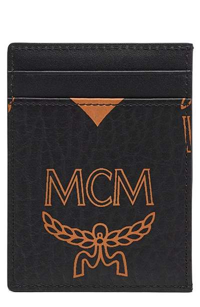 Mcm Aren Maxi Mn Vi Mone Leather Card Case In Black