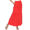 White Mark Tiered Maxi Skirt In Red