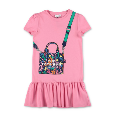The Marc Jacobs Kids Logo Printed Crewneck Dress In Pink