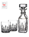 Waterford Lismore 3-piece Connoisseur Square Decanter And Tumbler Set