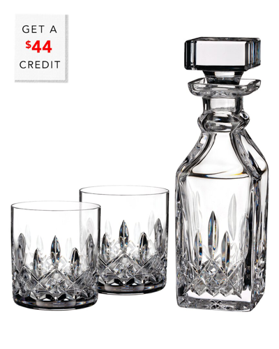 WATERFORD WATERFORD LISMORE CONNOISSEUR SQUARE DECANTER 15.5OZ & TUMBLER 7OZ SET OF 2 WITH $44 CREDIT