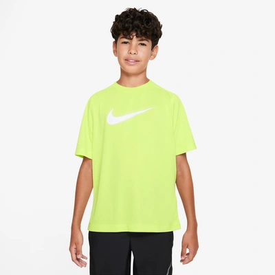 Nike Kids' Boys  Dri-fit Multi + Short Sleeve Gx Top In Lt Lemon Twist/white