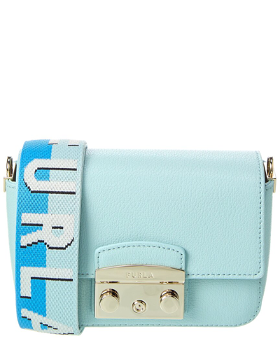 Furla Metropolis Mini Webbing Strap Leather Crossbody In Green