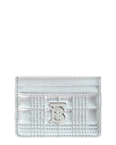 Burberry Lola Quilted Leather Card Holder In Silver