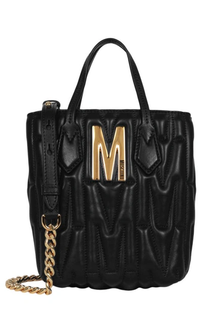 MOSCHINO QUILTED LEATHER SATCHEL BAG