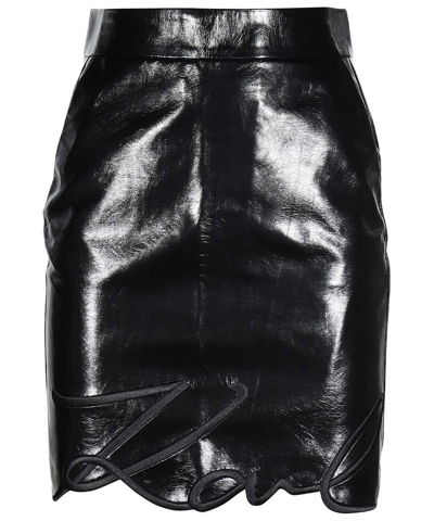 Karl Lagerfeld Patent Faux-leather Mini Skirt In Black