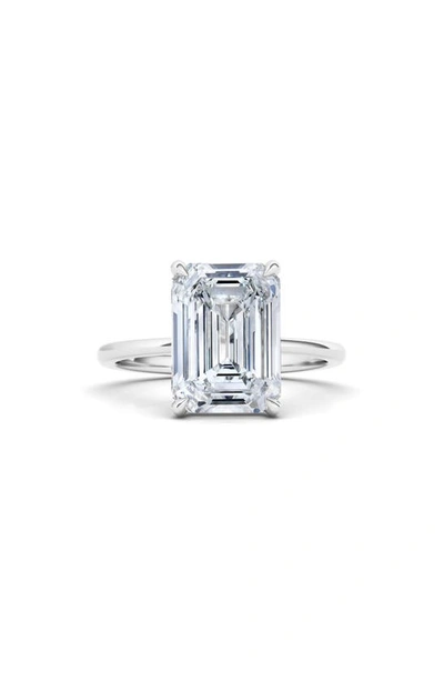 Hautecarat Emerald Cut Lab Created Diamond Ring In 18k White Gold