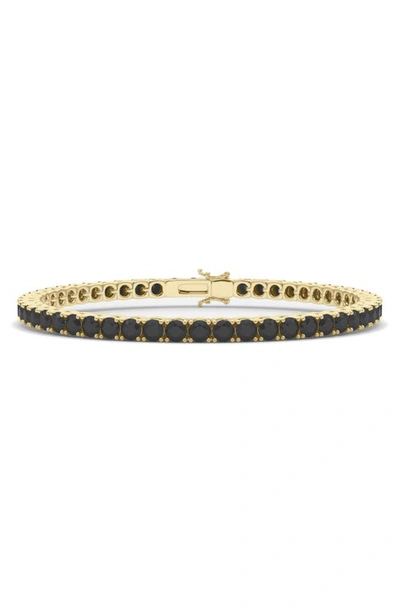 Hautecarat Lab Created Black Diamond Tennis Bracelet In 18k Yellow Gold