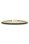 Hautecarat Lab Created Black Diamond Tennis Bracelet In 18k Yellow Gold