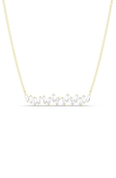 Hautecarat Baguette Lab Created Diamond Pendant Necklace In 18k Yellow Gold