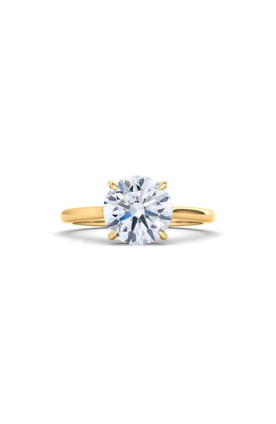 Hautecarat Lab Created Round Diamond 18k Gold Ring In 18k Yellow Gold