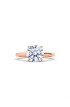 Hautecarat Lab Created Round Diamond 18k Gold Ring In 18k Rose Gold