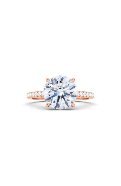 Hautecarat Round & Pavé Lab Created Diamond 18k Gold Ring In 18k Rose Gold