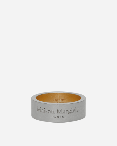 Maison Margiela Silver Logo Ring In Grey