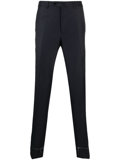 Caruso Skinny-cut Wool Trousers In Blue