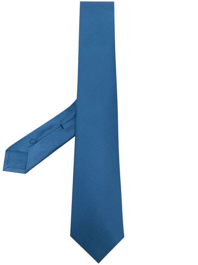 Kiton Woven Silk Tie In Blue