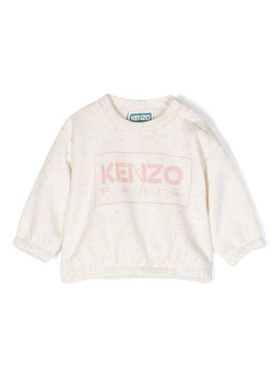 Kenzo Babies' Logo印花棉卫衣 In Wicker