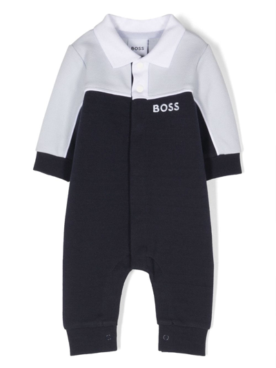 Bosswear Babies' Panelled Polo All-in-one In Blue