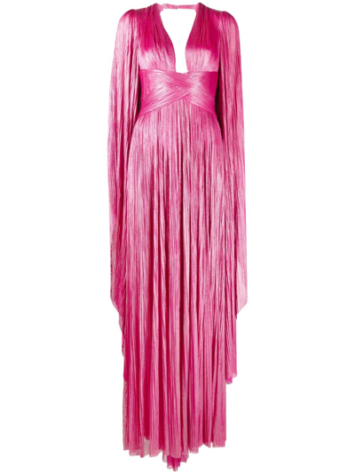 Maria Lucia Hohan Crystal Plung-neck Side-slit Gown In Pink