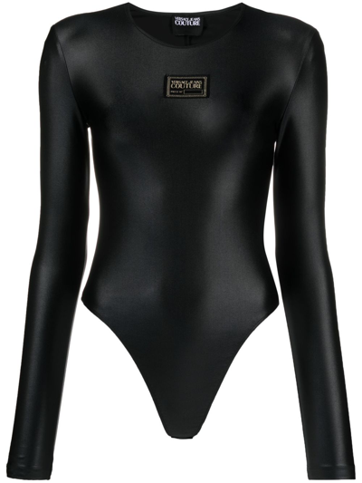Versace Jeans Couture Logo Patch Bodysuit In Black