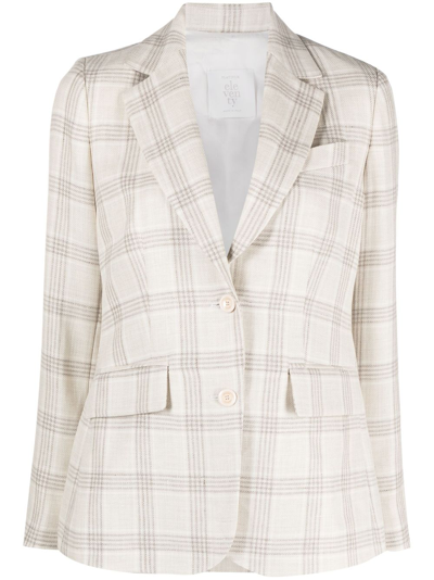 Eleventy Check-print Single-breasted Blazer In Neutrals