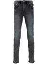 PURPLE BRAND STONEWASHED MID-RISE JEANS