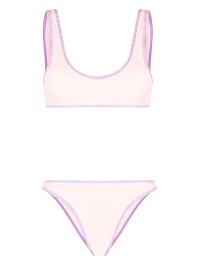 Reina Olga Contrasting-border Bikini In Pink