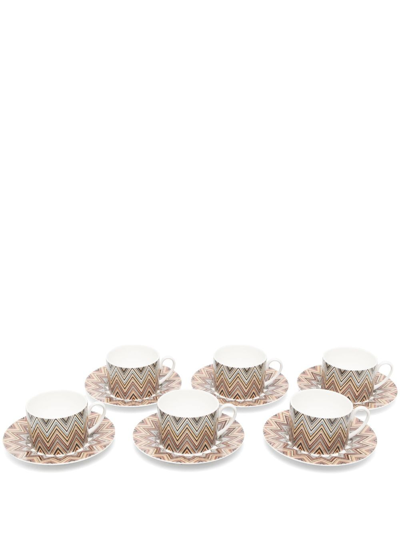 Missoni Set Of Six Zigzag-print Tea Cup Set In White