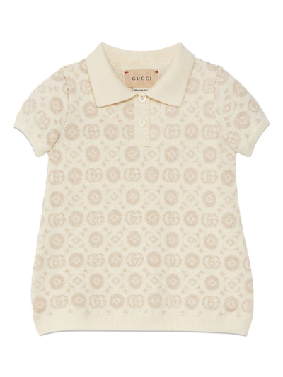 Gucci Babies' Double G Wool Dress In Neutrals