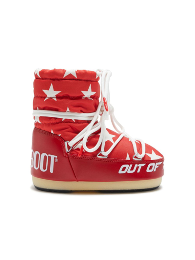 Moon Boot Kids' Logo-print Ankle-length Boots In Red
