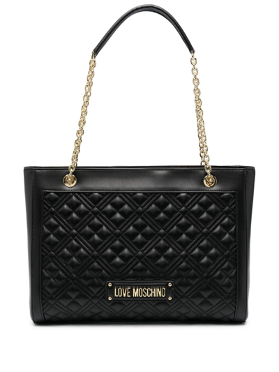 Love Moschino Logo-embossed Quilted Tote Bag In Black
