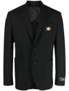 Versace Black Single-breasted Blazer With Logo Plaque In Black