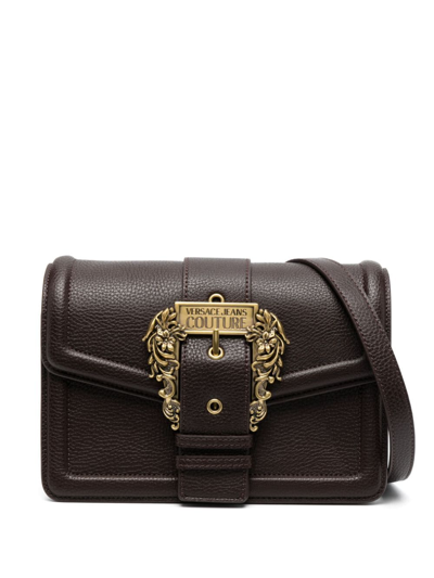 Versace Jeans Couture Baroque-buckle Shoulder Bag In Brown