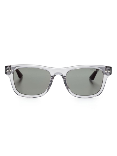 Montblanc Logo-plaque Square-frame Sunglasses In Black