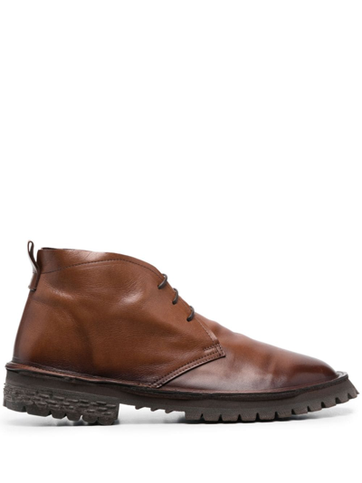 Moma Polacco Lace-up Leather Boots In Brown