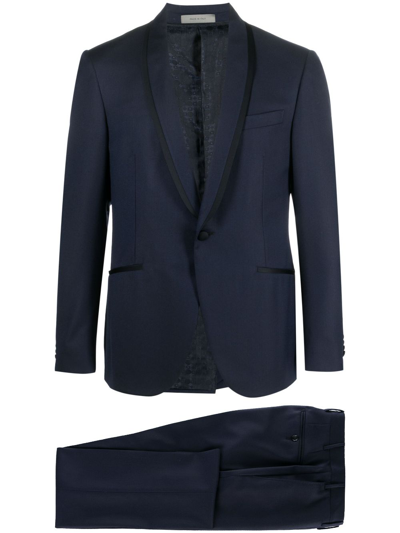 Corneliani Single-breasted Virgin-wool Suit In Blue