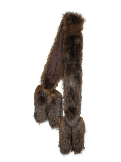 Moschino Detahcable-detail Faux-fur Scarf In Brown