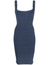 Hunza G Striped Crinkled-knit Tank Dress In Blue