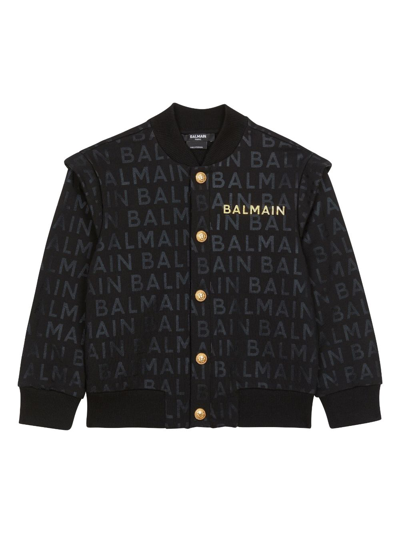 Balmain Kids' Logo-print Cotton Jacket In Black