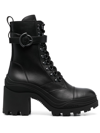 Moncler 80mm Envile Buckle Leather Ankle Boots In Black