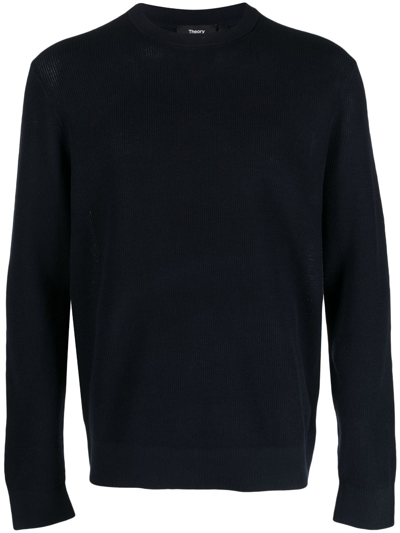 Theory Crew-neck Long-sleeve Jumper In Blue